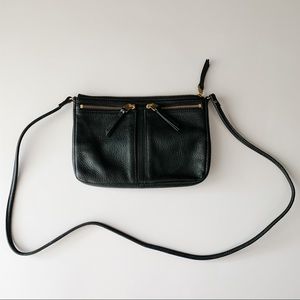 Fossil Elise Double Zip Leather Crossbody Bag NWOT